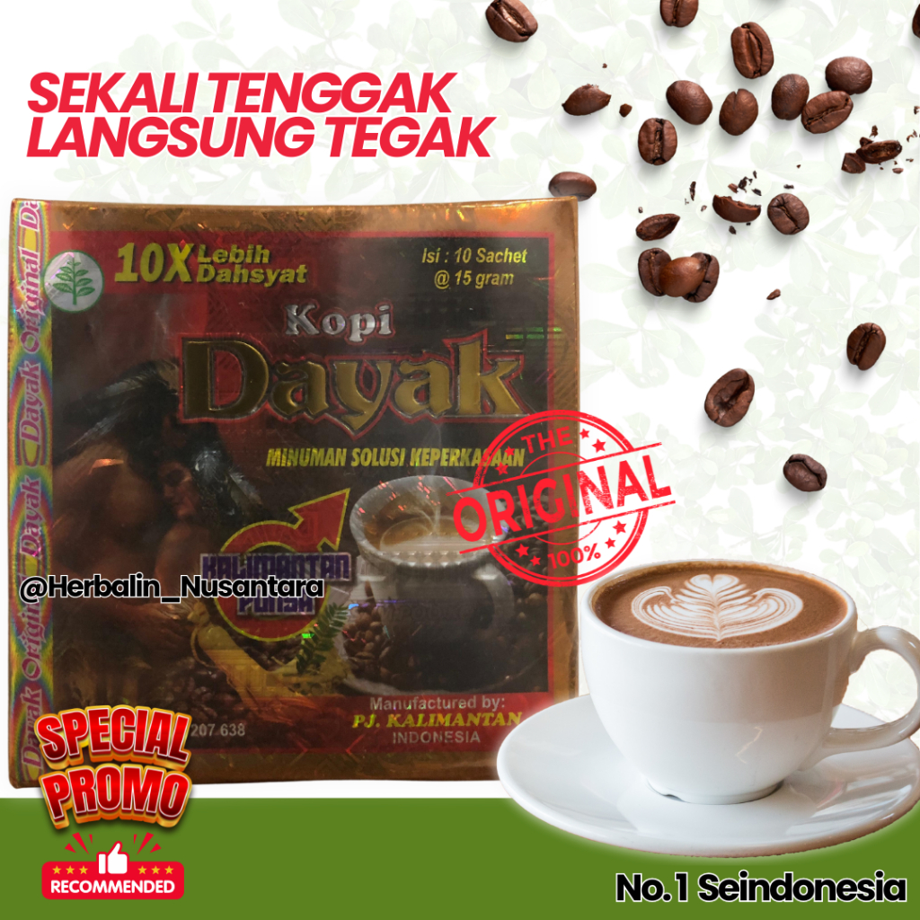 

Kopi Dayak Original Serbuk Coffee Pria Dewasa 10 Sachet Stamina Tahan Lama