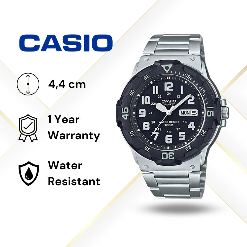 JAM TANGAN PRIA CASIO MRW-200HD-1B ORIGINAL - MRW200HD SILVER HITAM JAM TANGAN CASIO ORIGINAL