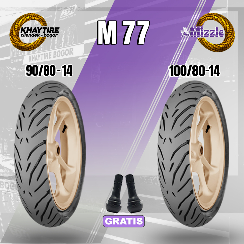 Sepasang Ban Motor Matic MIZZLE M77 90/80 & 100/80 Ring 14 Tubeless