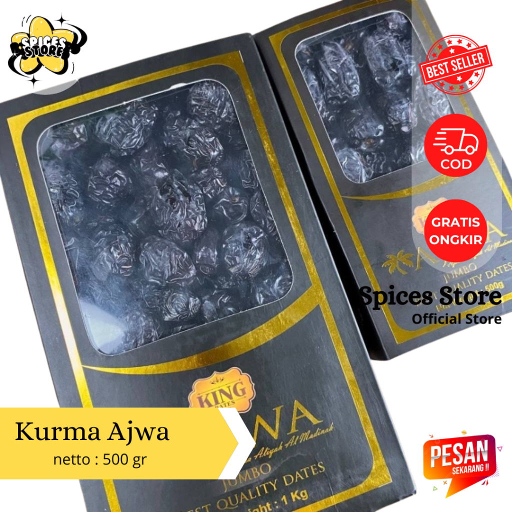 

BUAH KURMA AJWA JUMBO 500 GR LEMBUT PREMIUM STOK TERBARU MURAH - SPICES STORE