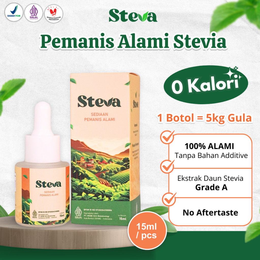 

Steva Pemanis Alami 0 Kalori Pengganti Gula dari Daun Stevia Untuk Diet & Diabetes BPOM - Halal MUI