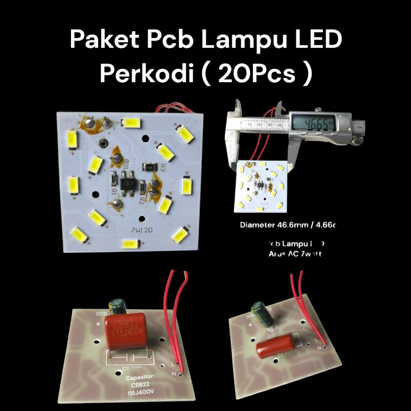 Pcb Lampu LED 7watt Perkodi Isi (20Pcs)