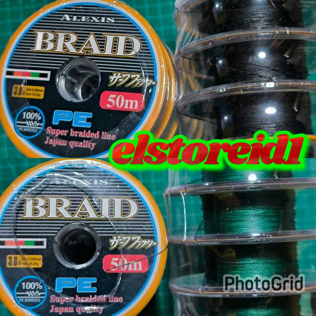 Benang pancing PE x4 ALEXIS BRAID 50 m kuat ulet tahan gesekan mudah tenggelam JAPAN QUALITY
