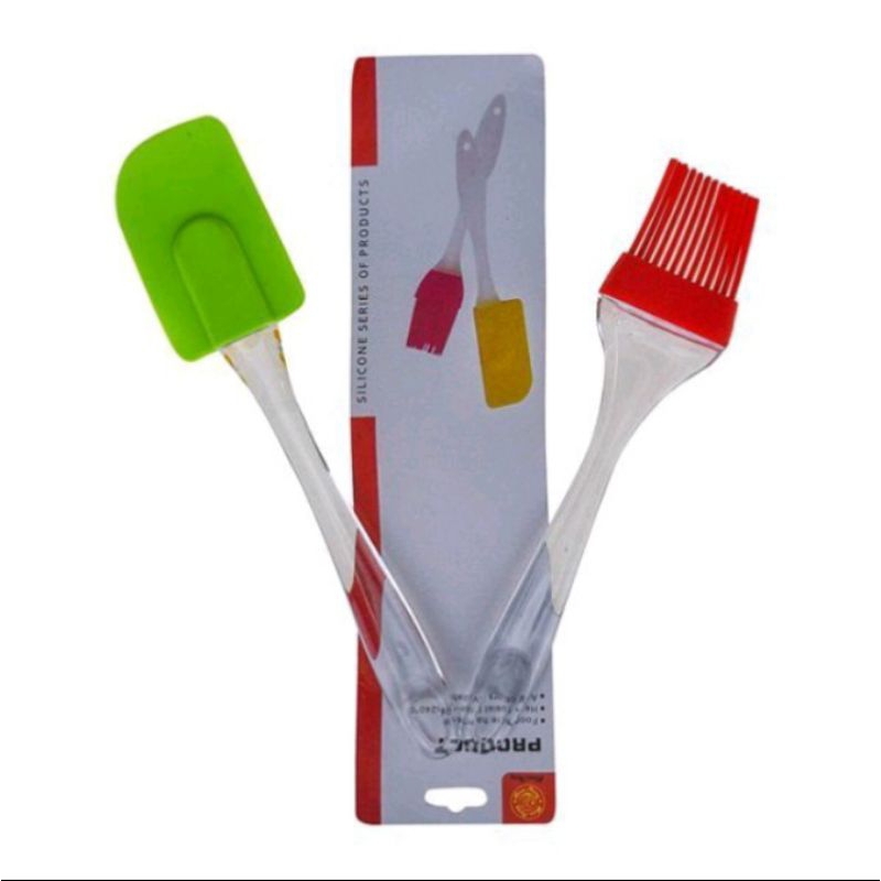 1set kuas silicon + spatula silicon/ kuas kue silicon dan spatula kue silicon