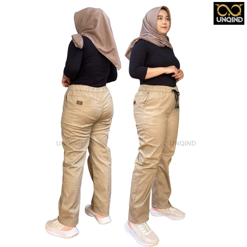 UNQIND - Celana Wanita Chinos Pants Jumbo Melar - Celana Panjang Wanita Jumbo