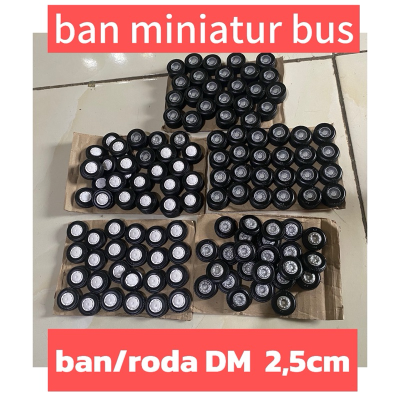 Roda Ban Miniatur Bis/Bus/Truk Bahan Resin Ukuran DM 2,5 cm