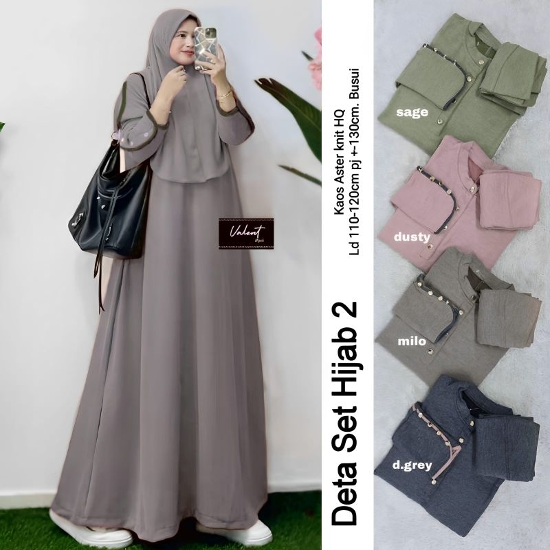 Deta set hijab 2 by valent fashion||include hijab