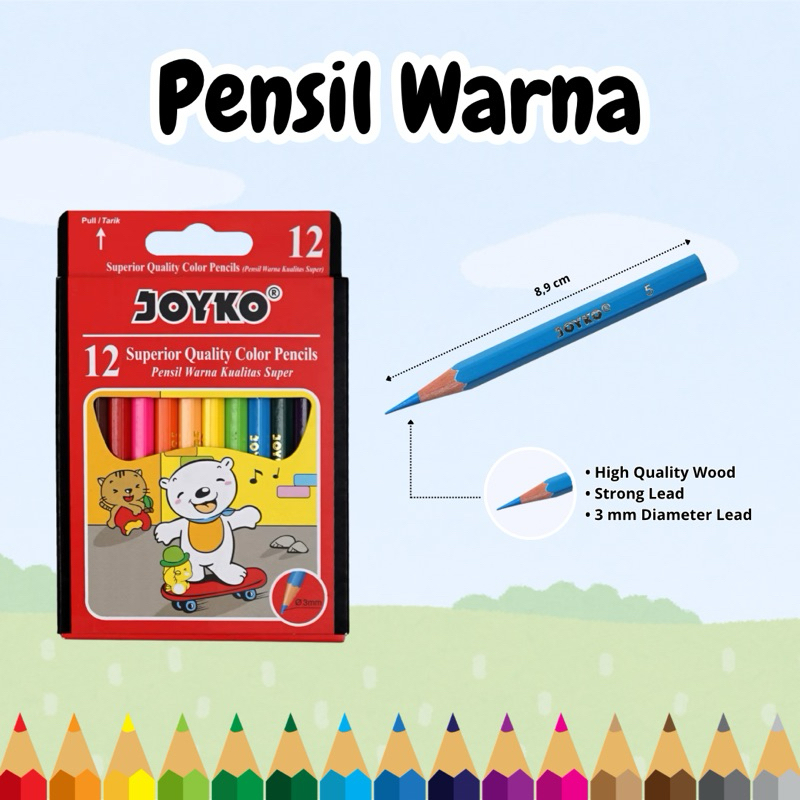 

Joyko Pensil Warna Mini Short Color Pencils Hexagonal Grip 12 Warna