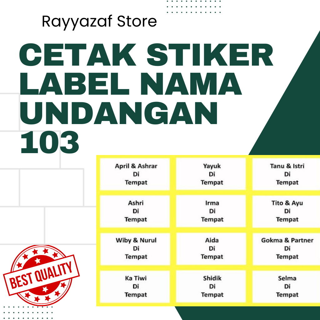 

Cetak Label Nama Undangan 103, POLOS dan MOTIF
