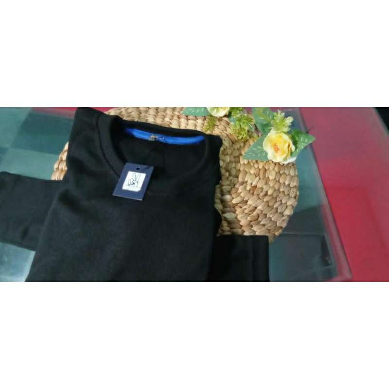 kaos rib/kaos polos/lengan panjang pria dan wanita (hitam)