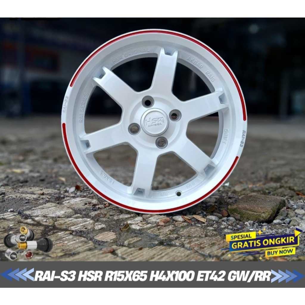 Velg Mobil Model TE37 R15 Original HSR RAI-S3 Ring 15 Single Pcd 4x100 Bisa Buat Jazz,Brio,Calya Dll