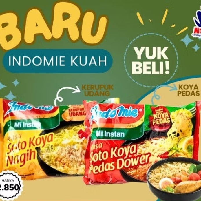 

ECER INDOMIE KUAH MIE INSTAN SOTO KOYA NAGIH | PEDAS DOWER NETTO 68 GR