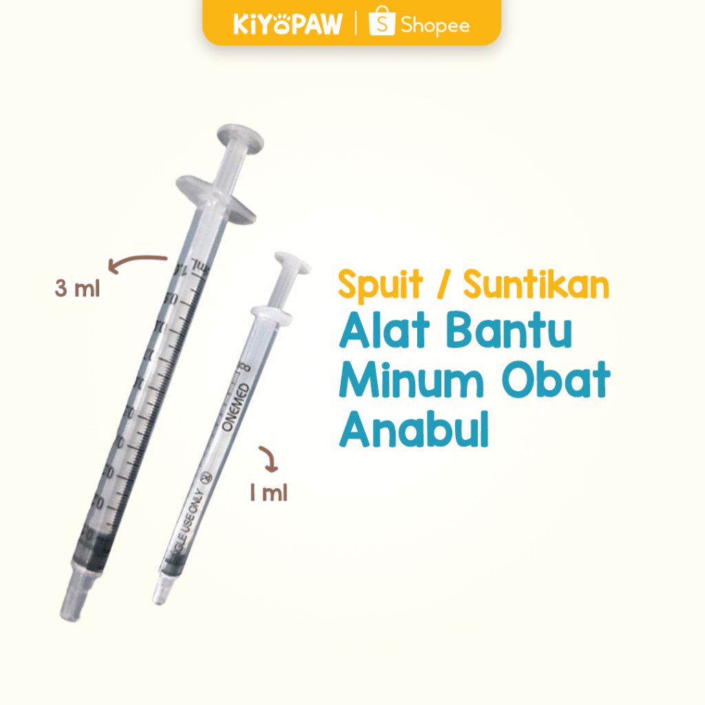 Suntikan Spuit Spet Kucing Alat Bantu Minum Obat Spet Tanpa Jarum 1 ml 3 ml