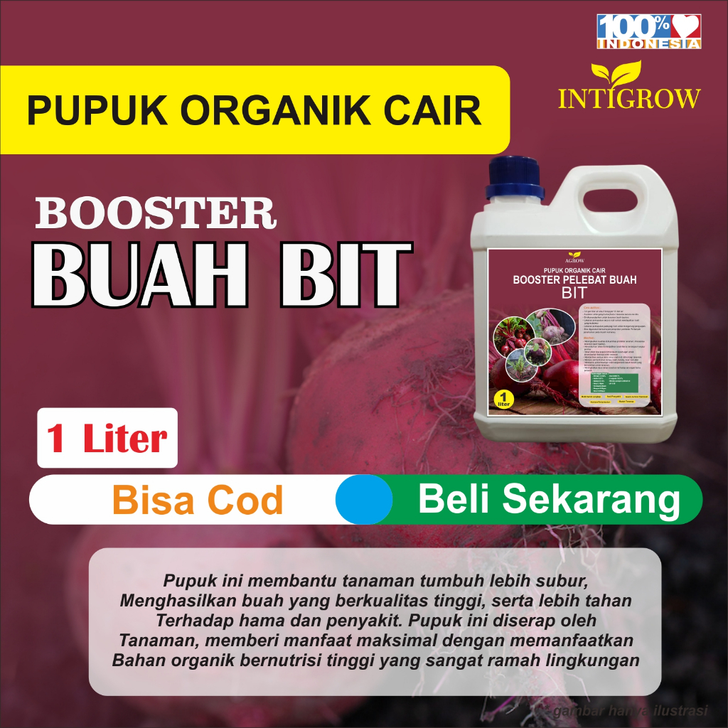 booster tanaman buah bit kemasan 1liter, pupuk cair bernutrisi tinggi memperbaiki kualitas panen dan