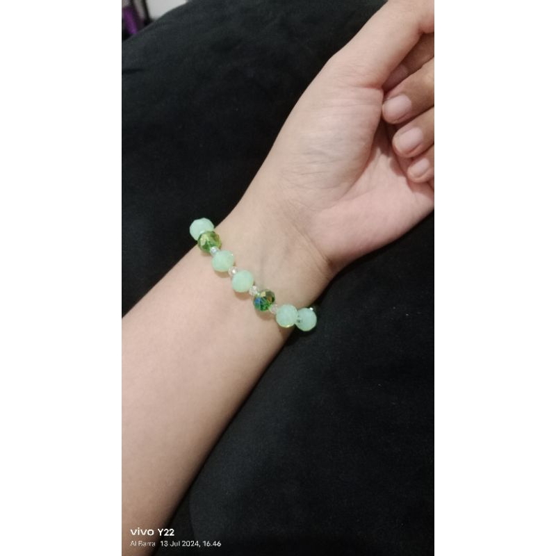 GELANG Kristal Ceko Giok hijau / gelang giok