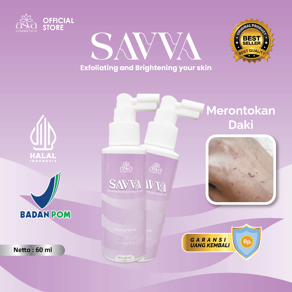 Savva Peeling Spray Perontok Daki dan Sel Kulit Mati Lutut Hitam Leher Hitam Dan Seluruh Badan