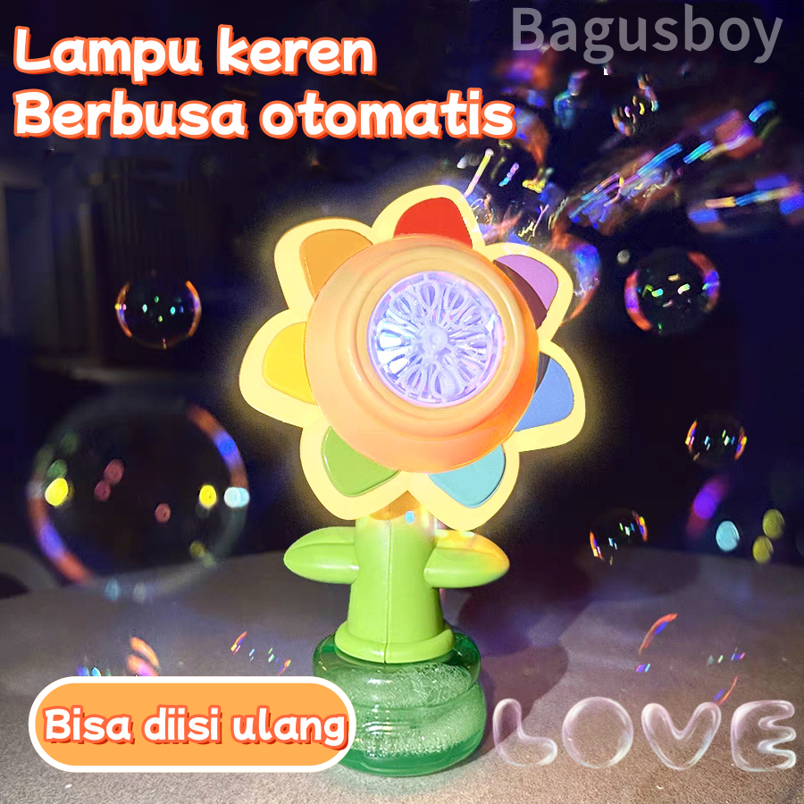 [Ready]Bunga Matahari Bubble Mesin/Mesin Gelembung Otomatis Penuh/Mainan Anak/Mainan Gelembung Busa 