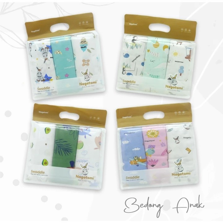 NAGATOMI - Bedong Bayi  / Swaddle Motif Ukuran 110 x 90 cm