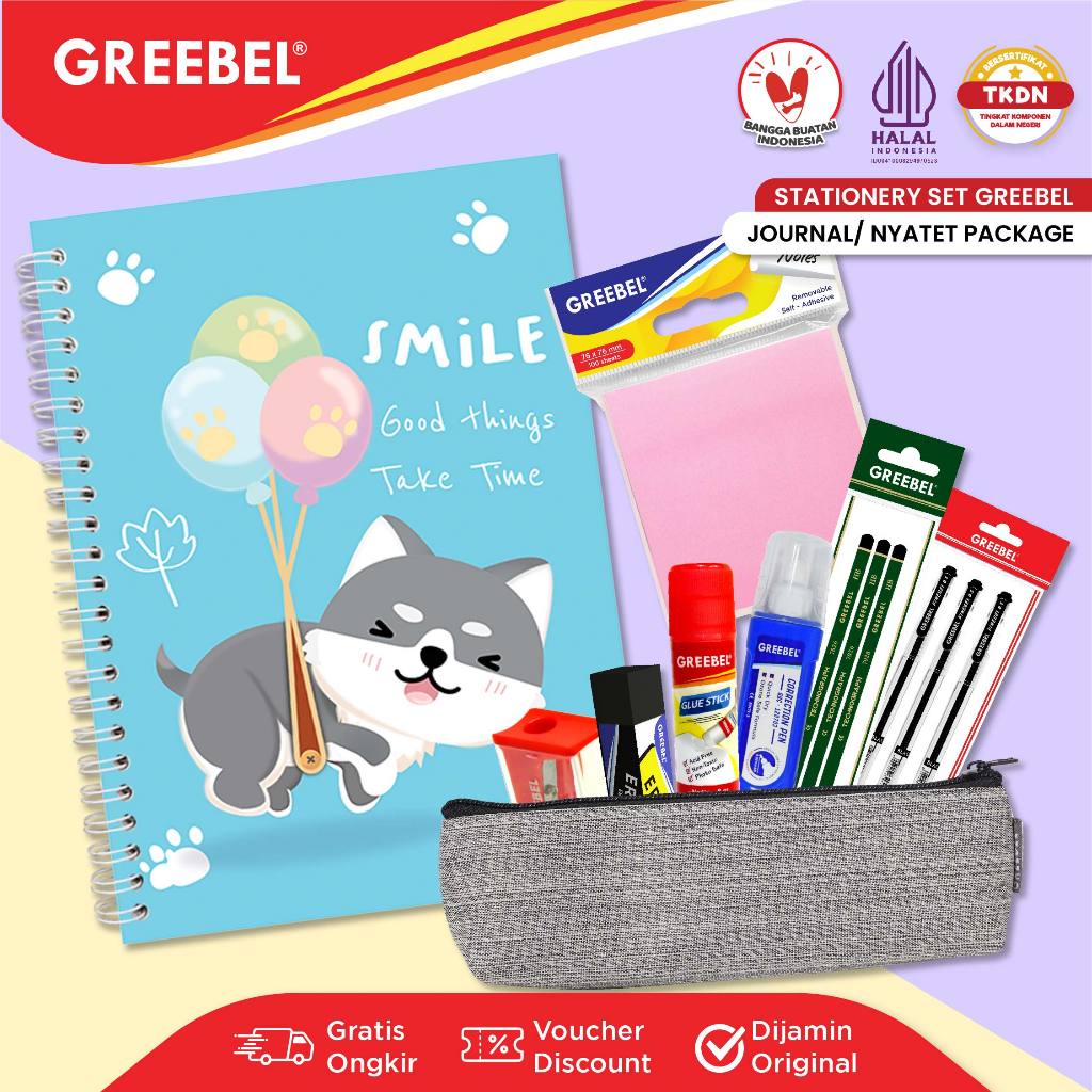 

GREEBEL Paket Alat Tulis Tempat Pensil / Paket Journal Nyatet Package / Bingkisan Hampers Ulang Tahun Anak Hadiah Lomba