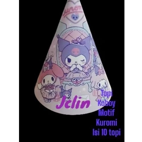 Topi Lingkar Koboy Kuromi Ulang Tahun / Topi Ulang Tahun Kuromi / Topi Ultah (10pcs)