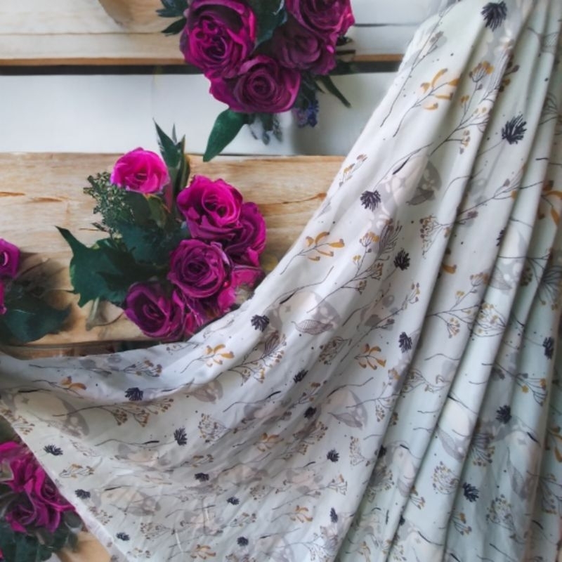 bahan kain katun rayon motif bunga ,kain rayon viscose premium