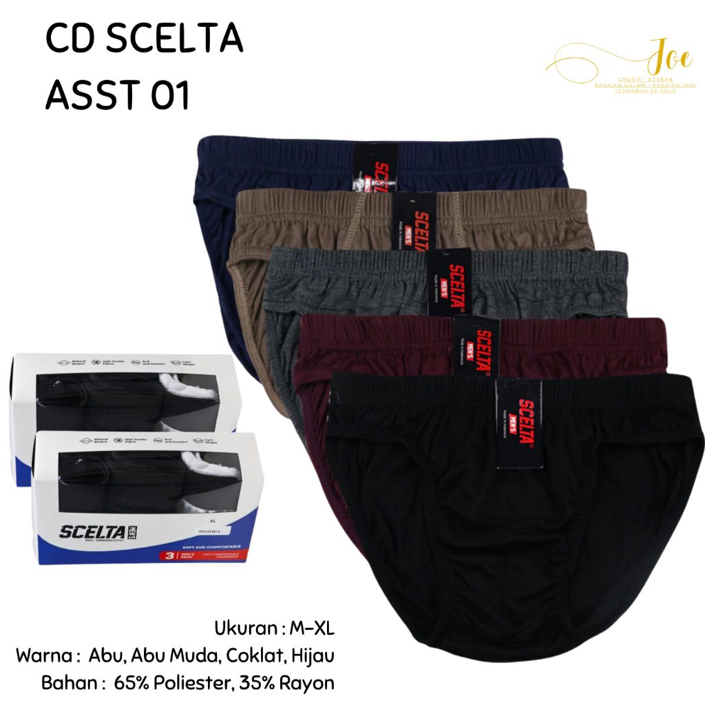[ISI 3] CD Pria Scelta ASST 01 3S / Celana Dalam Cowok CD Laki Scelta - joeraganmenwear