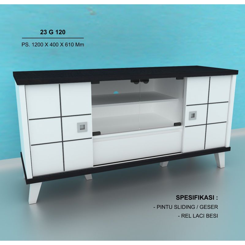Meja tv / buffet tv minimalis pintu sliding 23 G 120