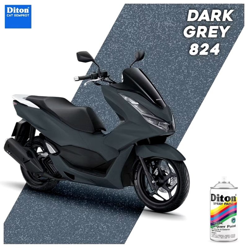 CAT SEMPROT AEROSOL DITON 824 DARK GREY COLOURS ACRYLIC LACQUER PAINT SPRAY WARNA ABU ABU GELAP