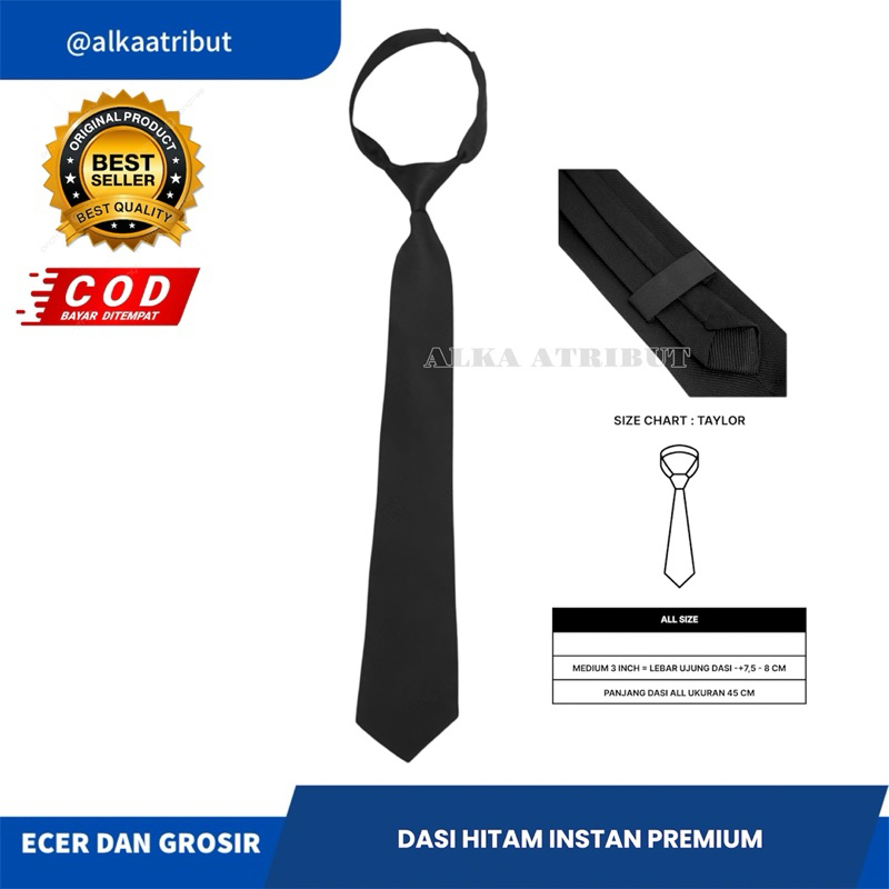 DASI HITAM POLOS INSTAN PREMIUM PRIA WANITA WISUDA OSPEK CPNS
