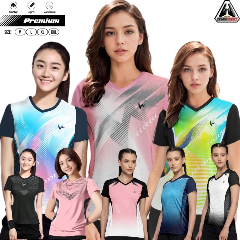 BLW 01 Baju Olahraga Cewe Winstorm Dewasa Kaos Bulutangkis Wanita Jersey Women Print Ola Joy Widow