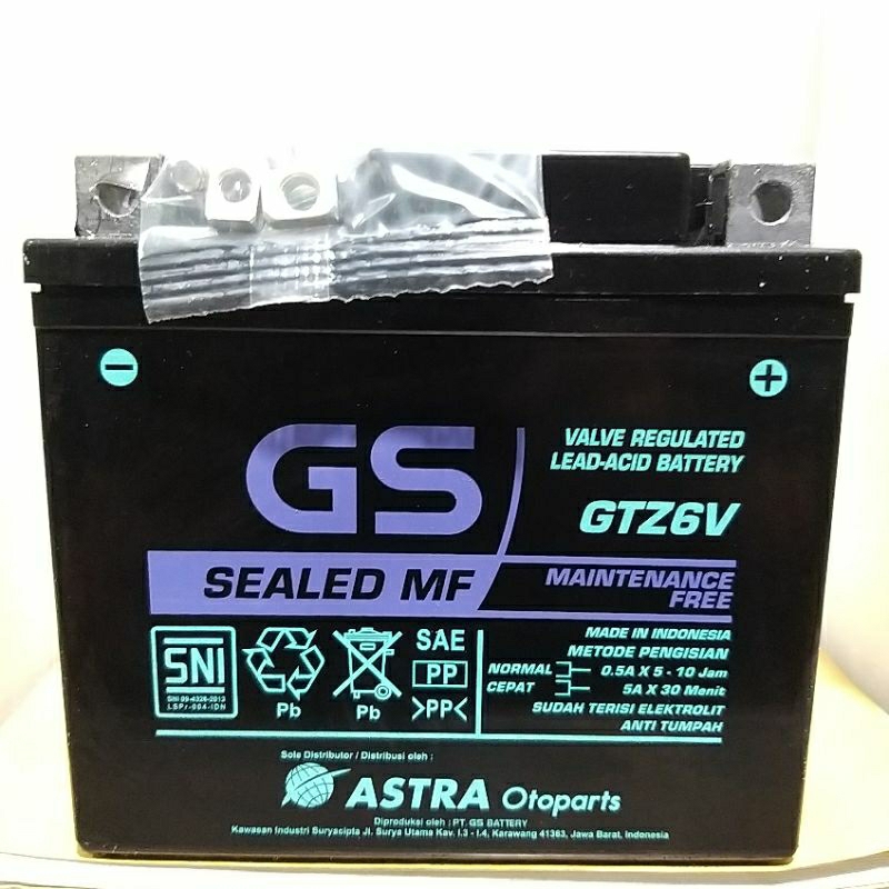 Aki Motor Vario125 Old Kzr,150,160,Adv,Pcx,Stylo GTZ6V GS ASTRA 100%ori Terjamin Keasliannya.