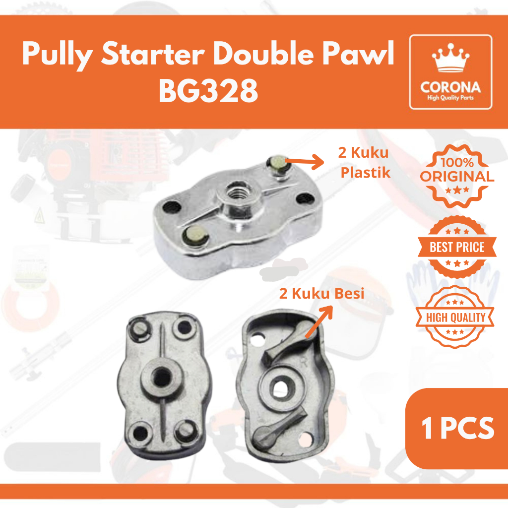 Pully Starter Double BG 328 2 Platuk Kuku Besi Plastik Dobel Pawl Pulley Puli Mangkok Tarikan Engkol
