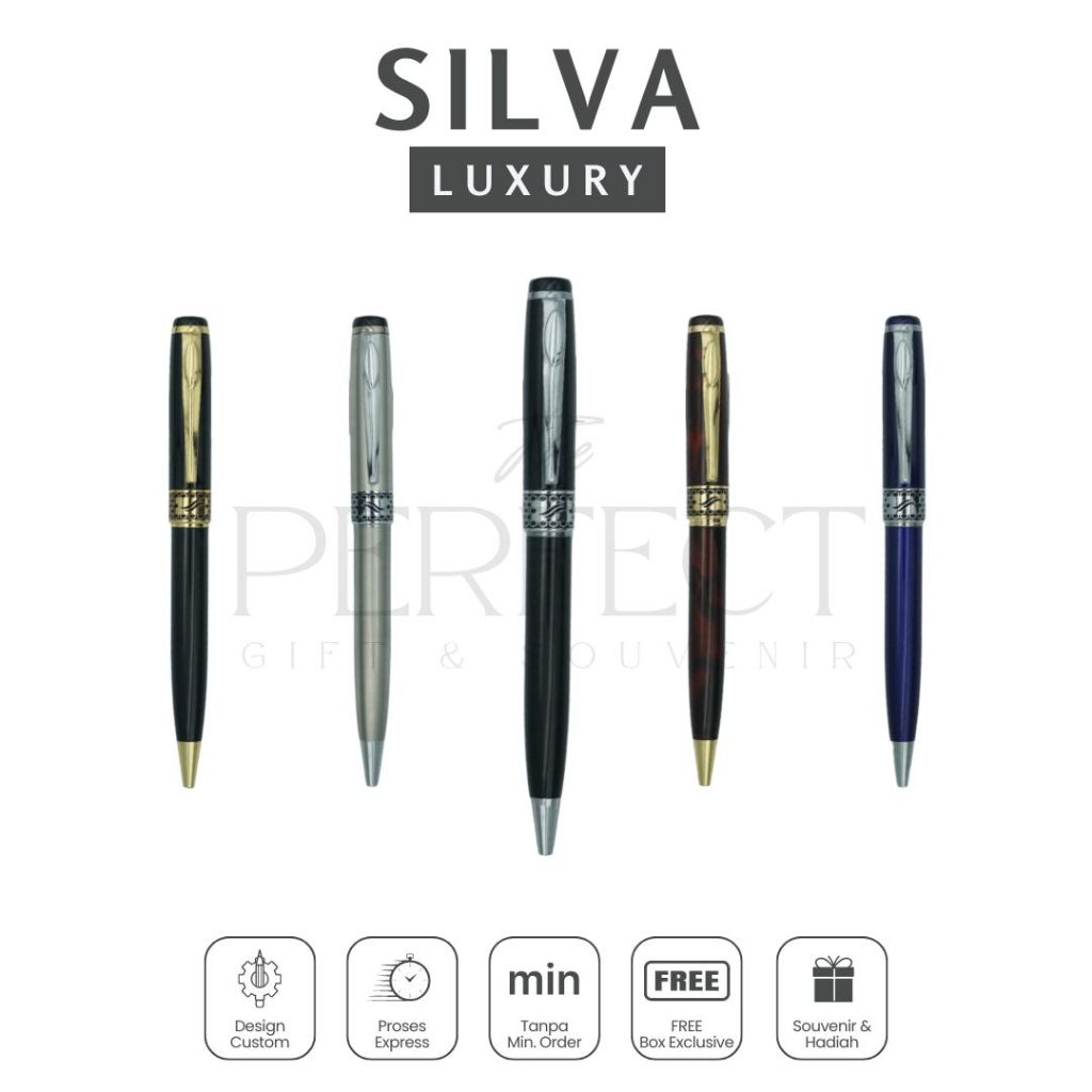 

Silva Luxury Pen Ballpoint Free Box Custom Grafir Exclusive Promosi Gift Kado Souvenir