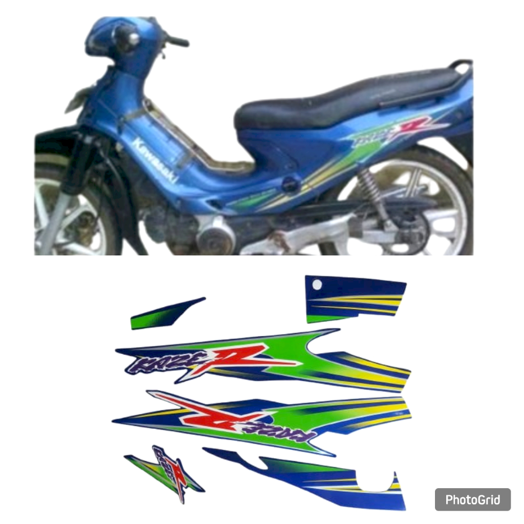 Stiker Striping Motor Kawasaki Kaze R 2003 biru
