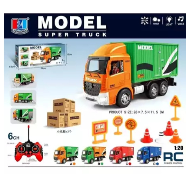 JS MAINAN ANAK RC REMOTE CONTROL MOBIL MUATAN TRUK 1:20 MOBIL BOX TRUK WARNA BATERAI CAS model super