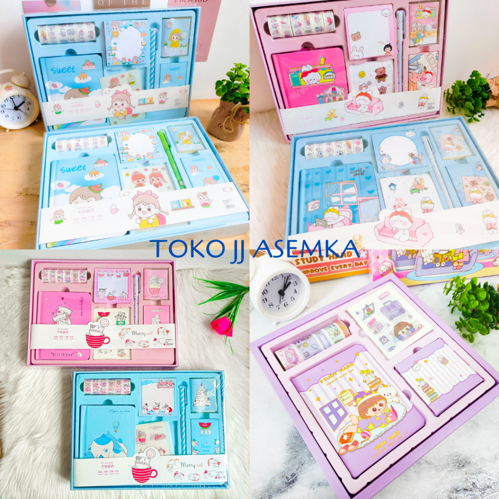 

PAKET SET ALAT JURNALING JURNAL LENGKAP KARAKTER COWO CEWE BANYAK VARIAN SEKOLAH MURAH GROSIR COD