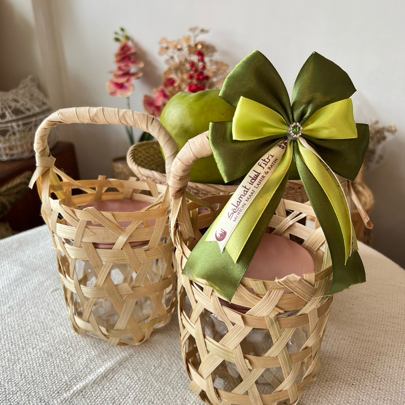 Keranjang Parcel Bambu / Keranjang Hampers Bambu / Tas Anyaman Bambu Toples AB05