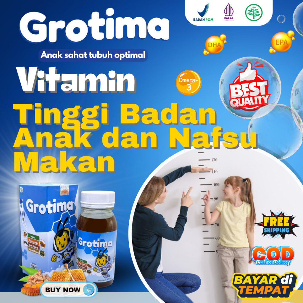 Madu Grotima Vitamin Tinggi Badan Anak vitamin Tumbuh tinggi badan anak 175ml
