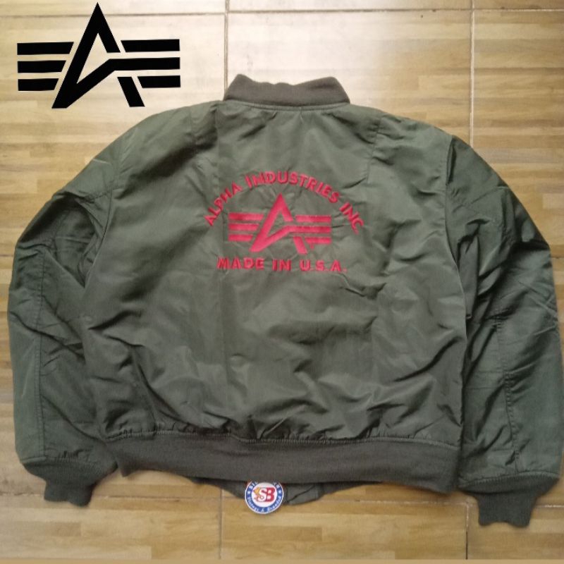 ALPHA INDUSTRIES MA-1 BIG LOGO JACKET MADE IN USA