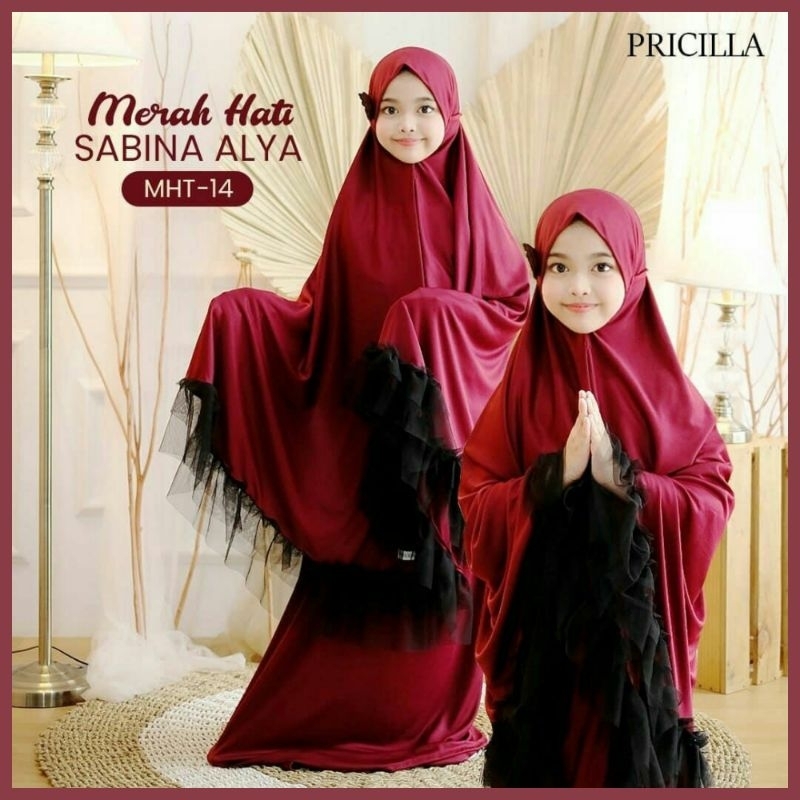 Mukena Sabina Mukenah Anak SD TK Balita Umur 1 2 3 4 5 6 7 8 9 Tahun Thn Taun Polos Putih Pink