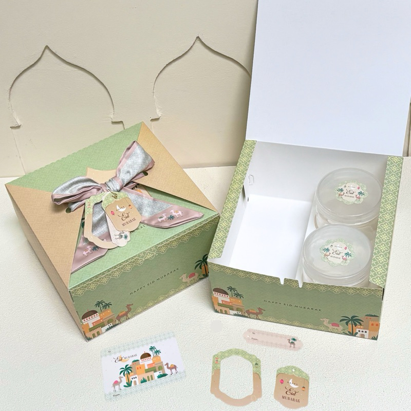 

5 Set Box Jinjing Twilly 22x22x12cm Sekat Box Ishana Kotak Kue Kering Box Hampers Idul Fitri Lebaran