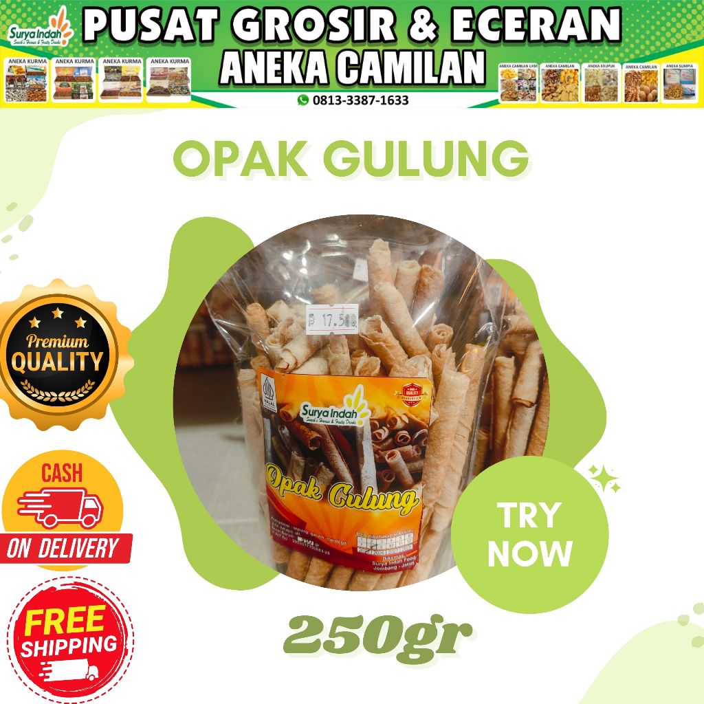 

Opak Gulung 250gr kwalitas premium packed by Surya Indah Jombang