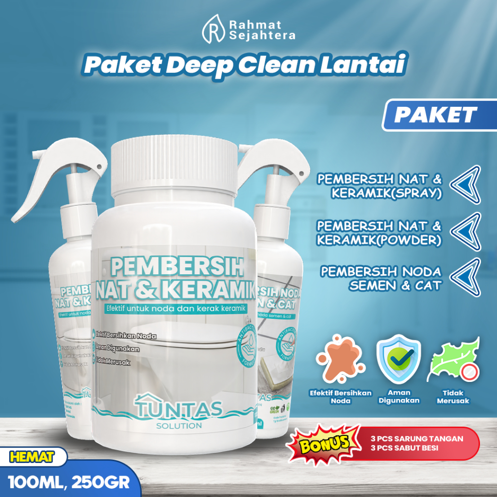 TUNTAS Deep Clean Lantai Pembersih Kerak Nat Keramik Kamar Mandi Penghilang Noda Semen