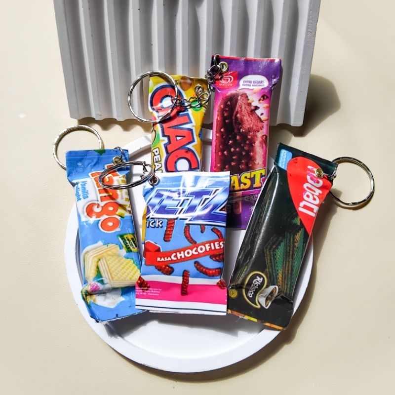 Gantungan Kunci Snack Mini/Souvenir Gantungan Kunci Snack/Souvenir Replika Snack