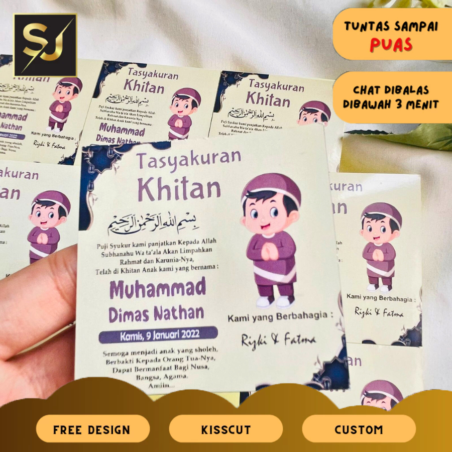 

7-11 Stiker Tasyakuran khitan/tasyakuran sunatan sticker bahan chromo bulat untuk sunatan