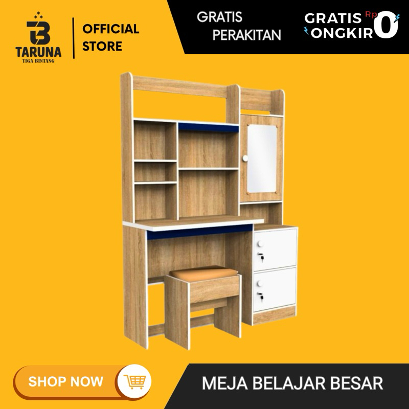 MEJA BELAJAR ANAK CREAM MURAH SUDAH DIRAKIT