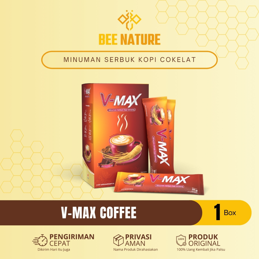 

V-MAX Kopi Ginseng Rasa Cokelat For Women Kemasan 1 Box @10 Sachet