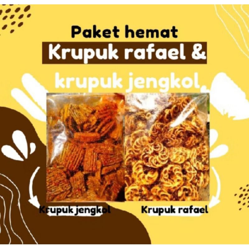 

paket hemat krupuk jengkol & krupuk rafael pedas daun jeruk