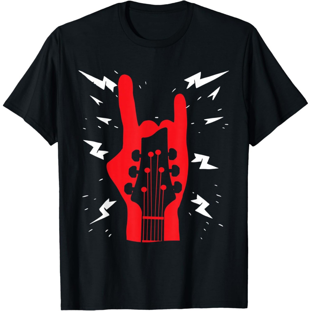 Kaos Hadiah Gitaris Rock & Roll Ikon Tangan Rock'n Rolling