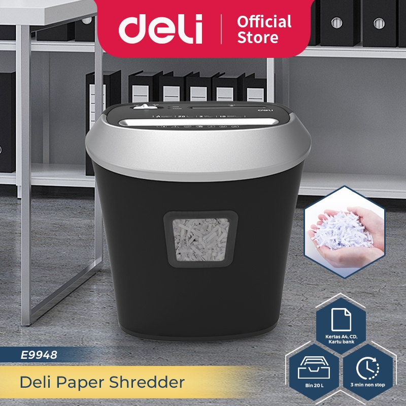 Deli Paper Shredder / Mesin Penghancur Kertas Staples Kapasitas 10 Lembar Otomatis E9948